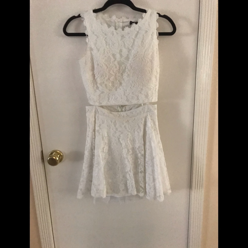 two-piece white ensemble
